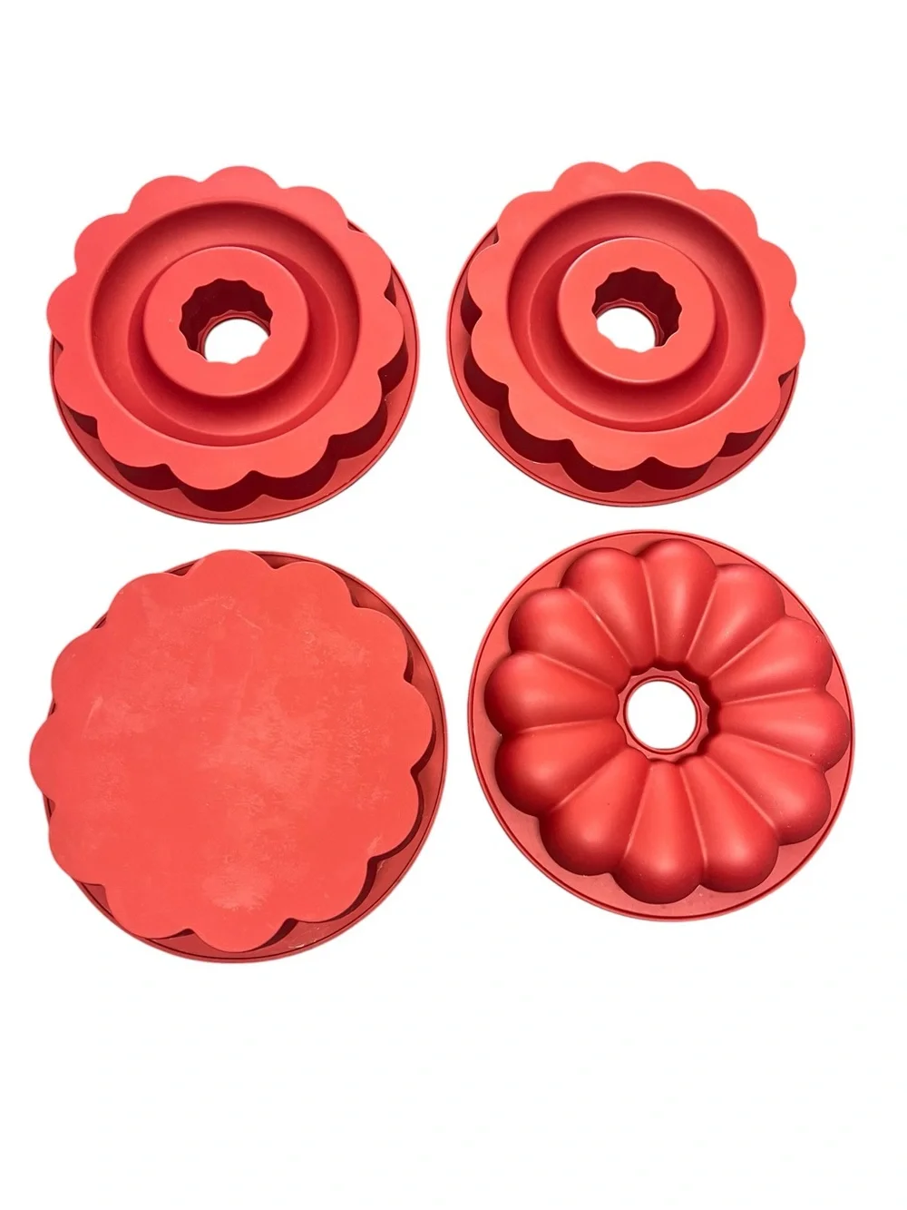 Red Silicone Bakeware Cake Mold Set 4 Piece Size One Size